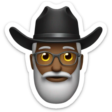 black cowboy hat on man with long grey beard sticker