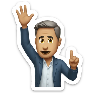 man gesturing no sticker