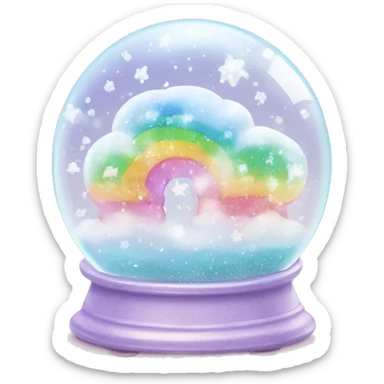 Kawaii rainbow pastel bedazzled cloud in an under the sea snow globe  sticker