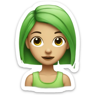 A girl with cucumber on her eyes and green wet hair sticker