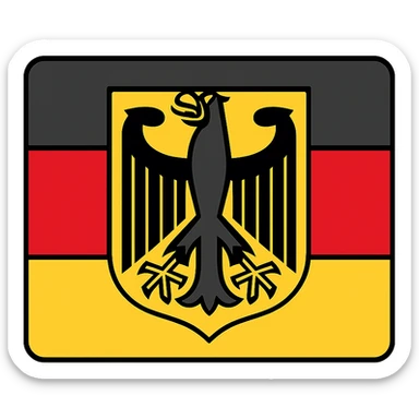 minimalist German flag with large Bundesadler in the center, clear lines, no text sticker
