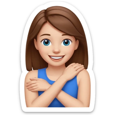 arms crossed holding neck, laughing girl sticker