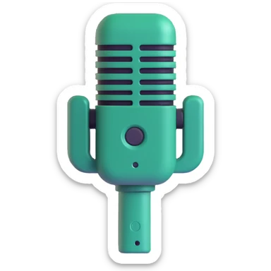dark green radio microphone, front view, simple shapes, 3D emoji style, no text sticker