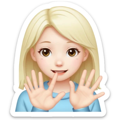 Timid smile fingers tap kawai sticker