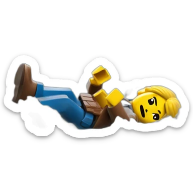 A man fall into a river in Lego city sticker
