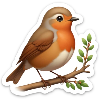 Cinematic Noble Robin Portrait Emoji, Poised and dignified, with a delicate, rounded build, a soft rust-red breast, gentle inquisitive eyes, and a small, refined beak, Simplified yet sharp and sophisticated features, highly detailed, glowing with a soft, warm glow, high shine, intelligent and graceful, stylized with an air of woodland charm, focused and attentive, soft glowing outline, capturing the essence of a watchful and confident robin that appears ready to flutter out of the screen with effortless authority! sticker