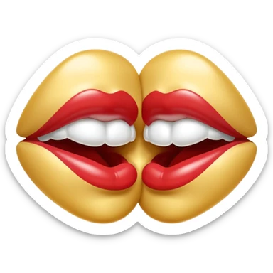 A seductive pair of slightly parted lips emoji made of liquid silver chrome, smooth glossy metallic surface, soft sensual curves, subtle reflections, luxury sexy aesthetic, minimal iOS emoji style, centered composition, clean white background, soft studio lighting, no text sticker