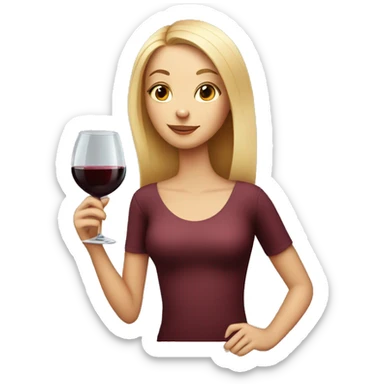 skinny blonde girl with orange cat and red wine in hand sticker