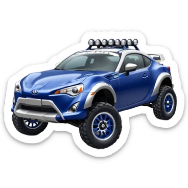 Rally Widened roof Long wheelbase widened pearly midnight snow dark blue 2nd generation 2025 Toyota 86 off-road racer chrome nerf bars,side mounted under door sill climbing rock sliders, and silver satin wheels  sticker