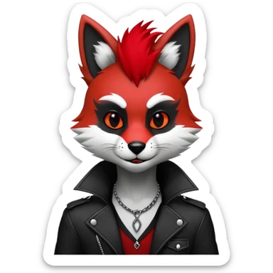 Anthropomorphic Anthro Furry punky gothic black white and red badass cool stylish handsome smexy Animal-furry-fursona sticker