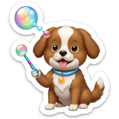 dog blowing bubbles sticker