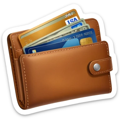 portefeuille marron avec pleins de billet et carte bancaire sticker