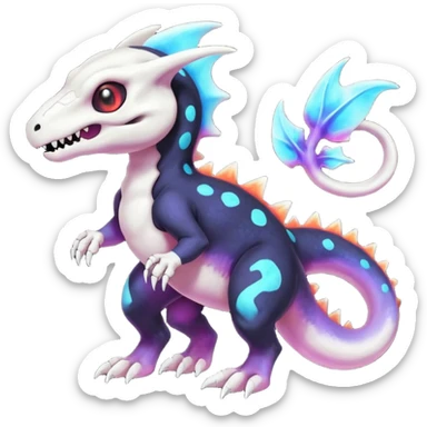 Nebulae Salandit-Cubone-Duskull-Noibat-Fakémon-hybrid-creature (full body)  sticker