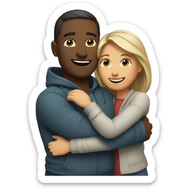 couple hug with warm smiles sticker