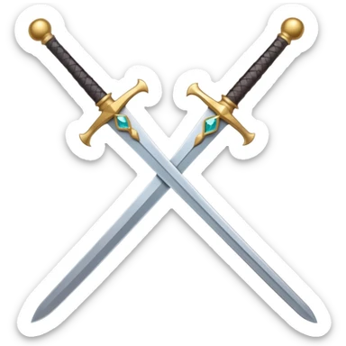 minimal emoji sword with dull blade and simple hilt, colored gemstone in hilt, no other colors sticker