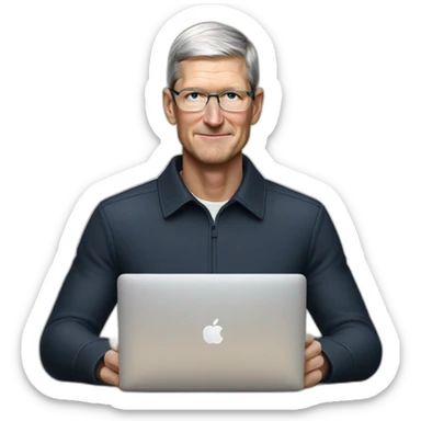 tim cook with a macbook pro sticker
