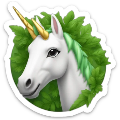 Une licorne verte et banche avec ses ailes sticker