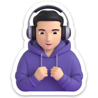 Russian rave DJ with hoodie and headphones sticker