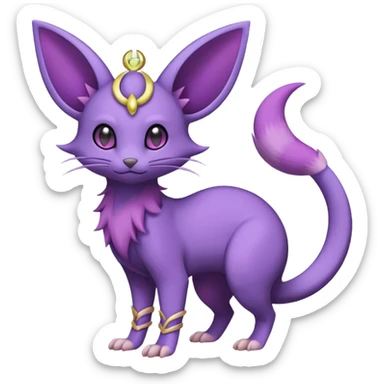Celestial Crescent Lunar Lumine Stellar Rattata-Noibat-Espeon-Purrloin-Fakemon-hybrid-creature (full body) sticker
