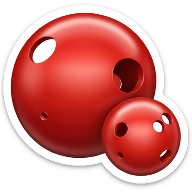 red bowling ball with 3 holes sticker