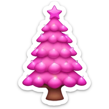 Pink Christmas tree with pink lights and pink ornaments  sticker