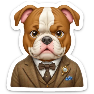 bulldog guide character, English theme sticker