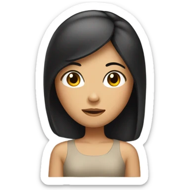 Asian tan girl with black straight hair sticker
