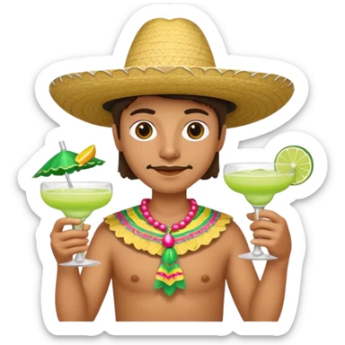 😔 wearing sombrero with a margarita  sticker
