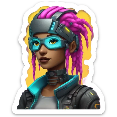 cyberpunk girl neon with scifi headgear sticker