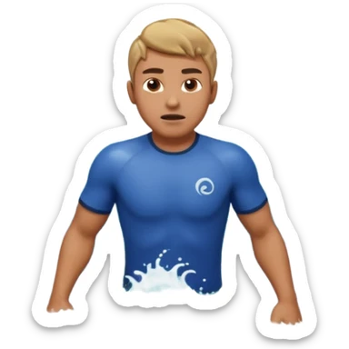 man standing in ocean waves, water splashing around him, determined expression, dynamic sea motion, cinematic ocean vibe, 3D cartoon style, mobile game icon style, clean background, no text, no watermark
  sticker