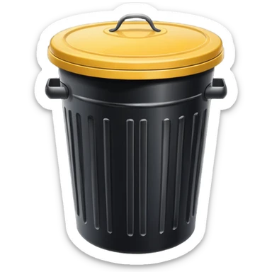 Black trash can with opened lid sticker