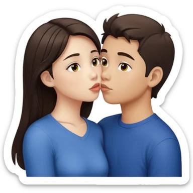 filipino boy kissing pretty white brunette with hazel eyes sticker