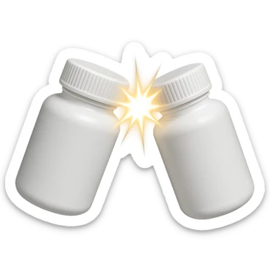 EMOJI STILE IPHONE DI DUE BOCCETTE DI INTEGRATORI BIANCHE CHE SI SCONTRANO A VICENDA FINO AD ELIMINARSI, IPERREALISTICA 4K sticker