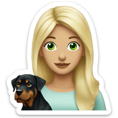 Green eyed Pretty blonde woman with Rottweiler  sticker
