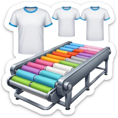conveyor belt with shirts, fashion manufacturing theme sticker