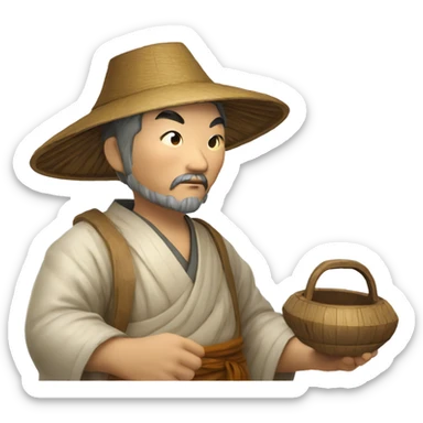 Lu Ban is a legendary figure in Chinese mythology, depicted as a clever craftsman often wearing wide robes, a broad-brimmed hat, and carrying woodworking tools. 🛠️🎩👕 sticker