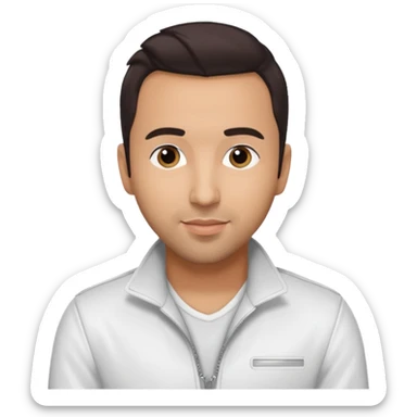 Howie Dorough from Backstreet Boys with dark brown hair, white outfit sticker