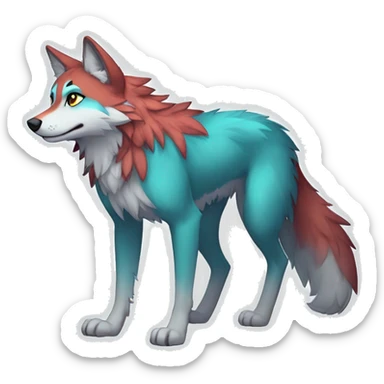 Anthro Colorful Shiny Falvie-Popparotzi-Wolf-sona full body sticker