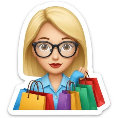 gincer woman with glasses holding shopping bags sticker