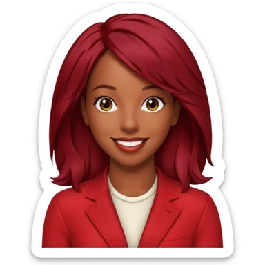 Kelly Rowland, dark red hair, red outfit sticker