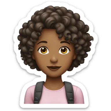 a girl with light black skin, curly hair, Brazilian sticker