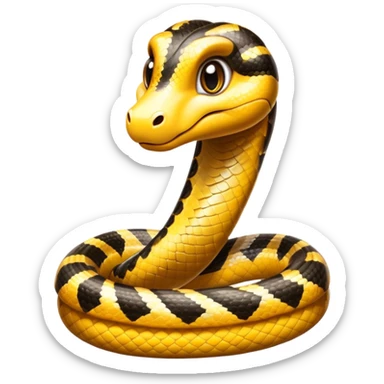cinematic-cute-anaconda-portrait-emoji,-head-tilted-playfully-and-inquisitively,-with-a-sleek,-shimmering-body-adorned-with-detailed-scale-sriped patterns-and-round,-sparkling-eyes-full-of-wonder,-simplified-yet-irresistibly-adorable-features sticker