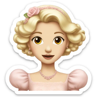 vintage princess with pale pink dress sticker