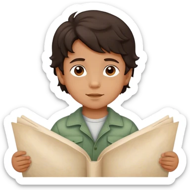 smiled Toddler boy with wavy dark hair and brown eyes with a parchement on spring time sticker