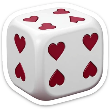 two dices in with burgundy red heart details sticker