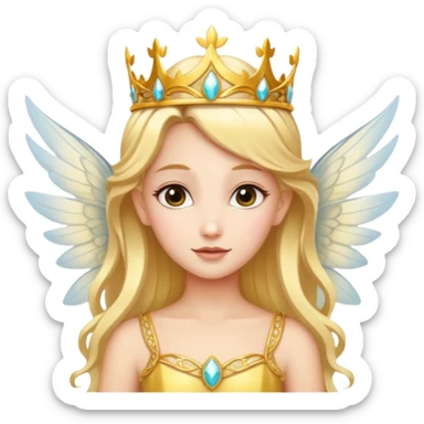Beautiful fairy queen with angel wings and golden tiara sticker