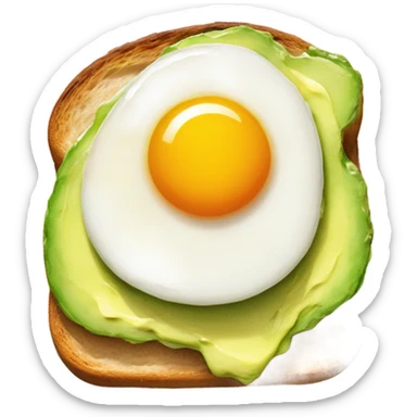 Watercolor avocado toast Wïth cute fried egg sticker