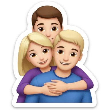 girl with normal girl size boobs hugging two guys sticker