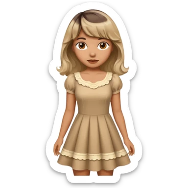 latina lady in a cute dress with bleached and brown wavy hair with bangs sticker