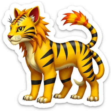 Pyroar-Torracat-Luxray-Tigress-Tiger-Liger-Hybrid-Fakemon-hybrid-Creature (full body) sticker